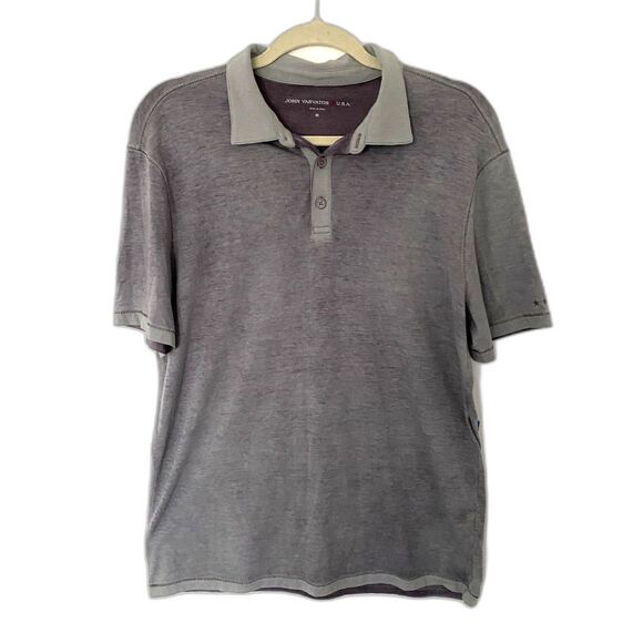 John Varvatos USA Men's Washed Gray Pullover Short Sleeve Polo Shirt Sz M - Picture 1 of 8
